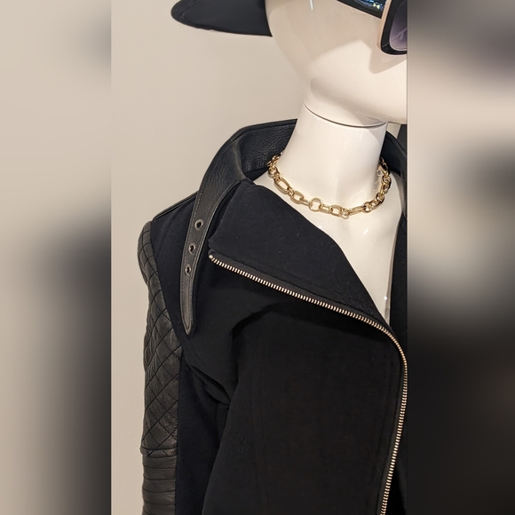 Andrew Marc Black Virgin Wool Cashmere Blend Leather Effect 10 - Picture 10 of 13